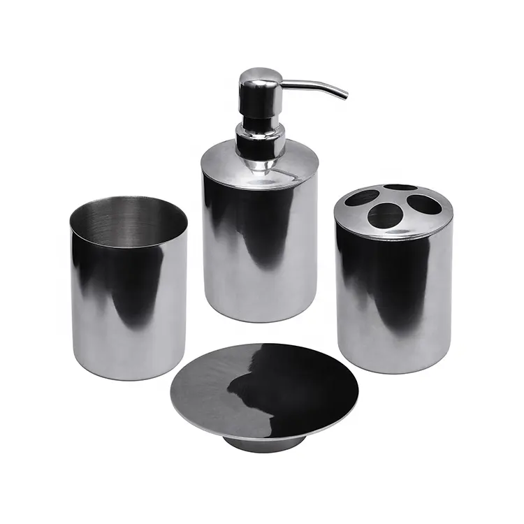 Set Kamar Mandi Stainless Steel Kamar Mandi Set Botol Gaya Modern Kamar Mandi Produk Aksesori 4 Buah Stainless Steel Polishing