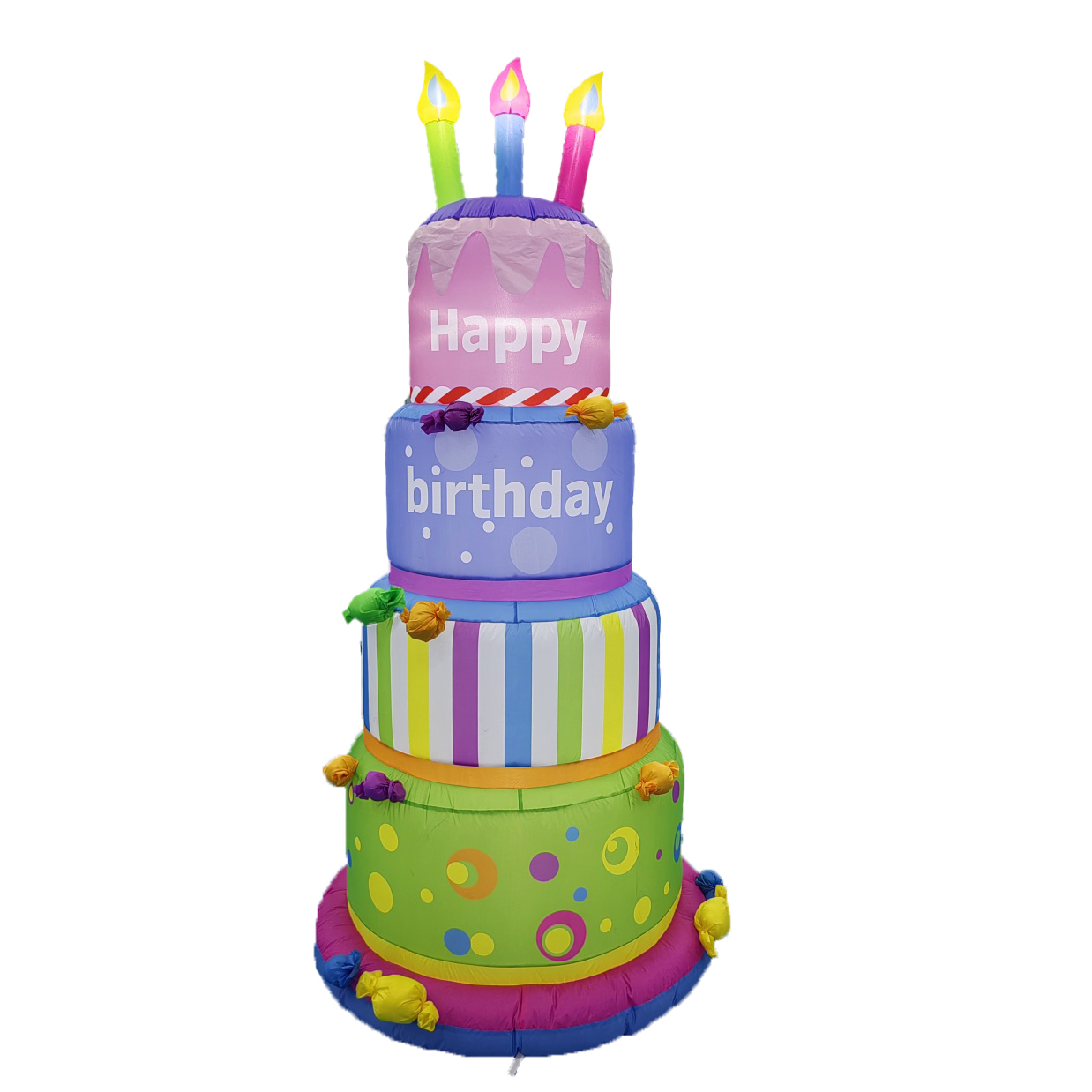 8FT Birthday Inflatables Outdoor Decorations Cake with Candle