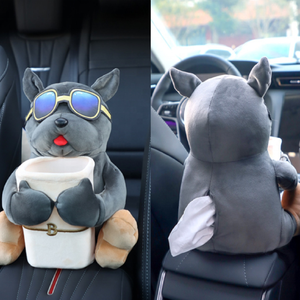 Car Mounted Tissue Box <strong>2</strong>-in-1 Cartoon Plush Doll Auto <strong>Armrest</strong> Box Hanging Paper Drawer Storage Car Trash Can and Tissue Holder