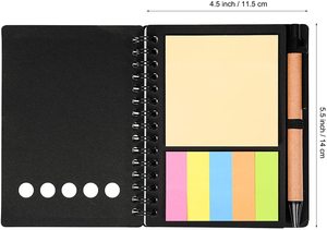 Notas adesivas e marcador de página tabelas de índice colorido espiral forro papel tampa bloco de notas com caneta no suporte