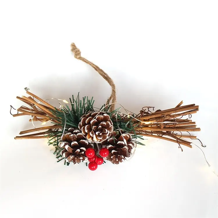 Luxury Christmas Items Wooden Natural Pinecone Christmas DIY Hanging Pine Cones Ornaments For Home Table Decoration
