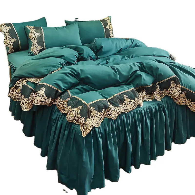 Ensemble de couette King Size ensembles de draps de lit de broderie de luxe ensembles de literie en gros couette avec taie d'oreiller