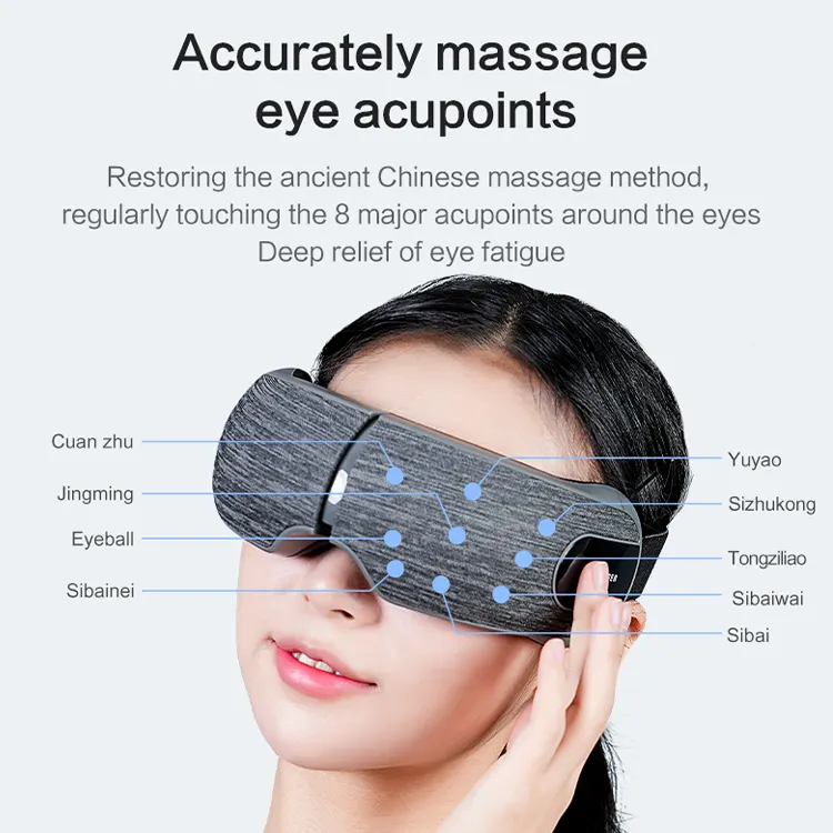 Masajeador de ojos vibratorio inalámbrico de presión de aire caliente con Bluetooth Music Eye Massager