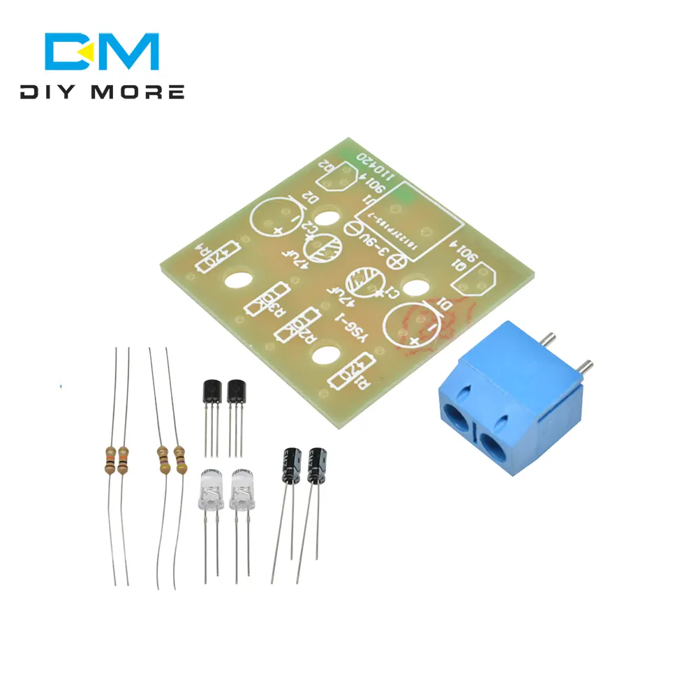 Kit DIY 5MM LED Rangkaian Lampu Kilat Sederhana LED Sederhana Papan Sirkuit Kit Bagian Produksi Elektronik Suite