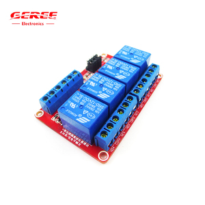 最佳产品4通道继电器模块DC5V/12V/24v高低电平触发控制板屏蔽，带贴片光耦合器适配器
