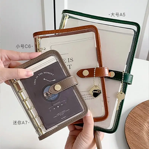 定制标志A7活页夹笔记本高级透明聚氯乙烯迷你可爱软规划师花式日记记事本A5为女性印刷 - Product Image 2