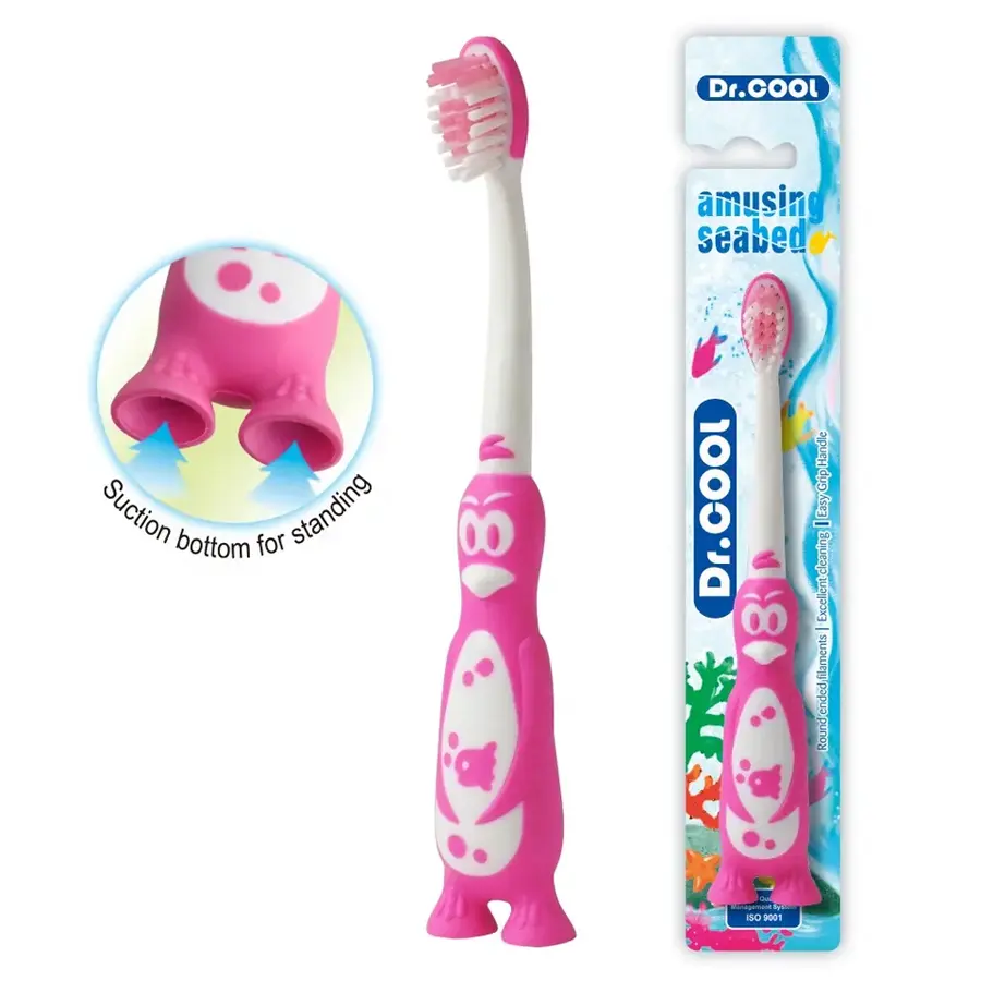 Cepillo de dientes personalizado de pingüino para niños, limpieza dental con mango de dibujos animados, plástico innovador