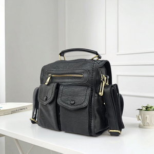 Luxury Vegan PU Handbags Large Capacity Waterproof Minimalist Rucksacks Custom Pendant Durable Lightweight Zip Solid Portable