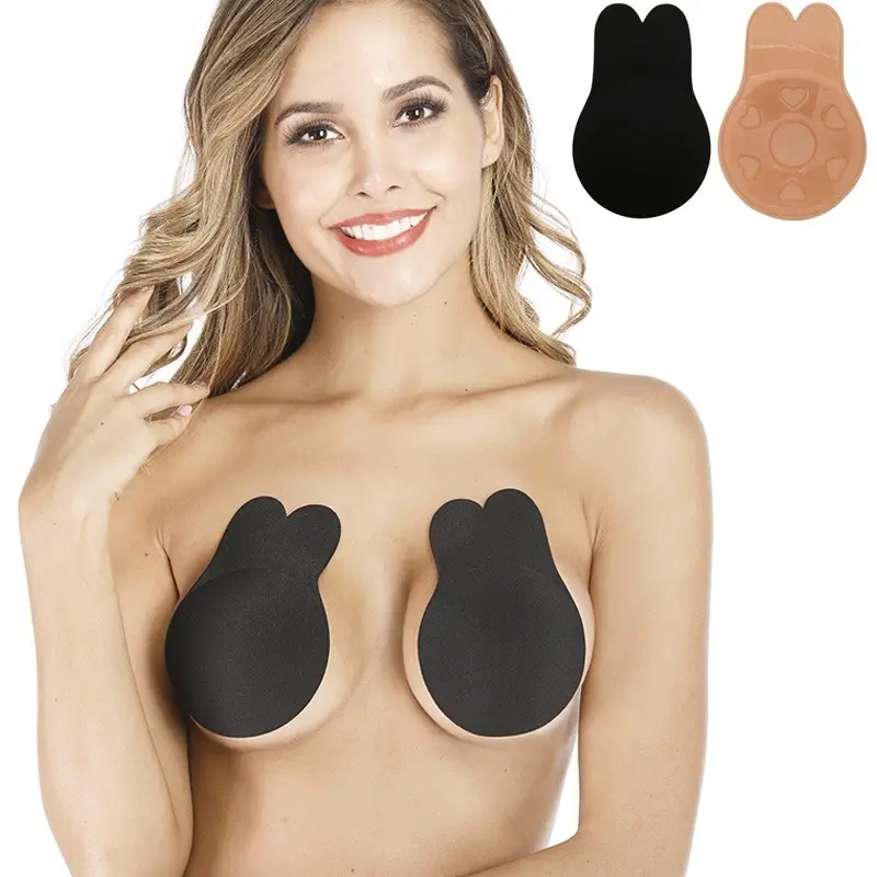 Le donne spingono verso l'alto reggiseno in Silicone autoadesivo senza spalline invisibile riutilizzabile nastro di sollevamento del seno appiccicoso copri Nipple di coniglio reggiseno