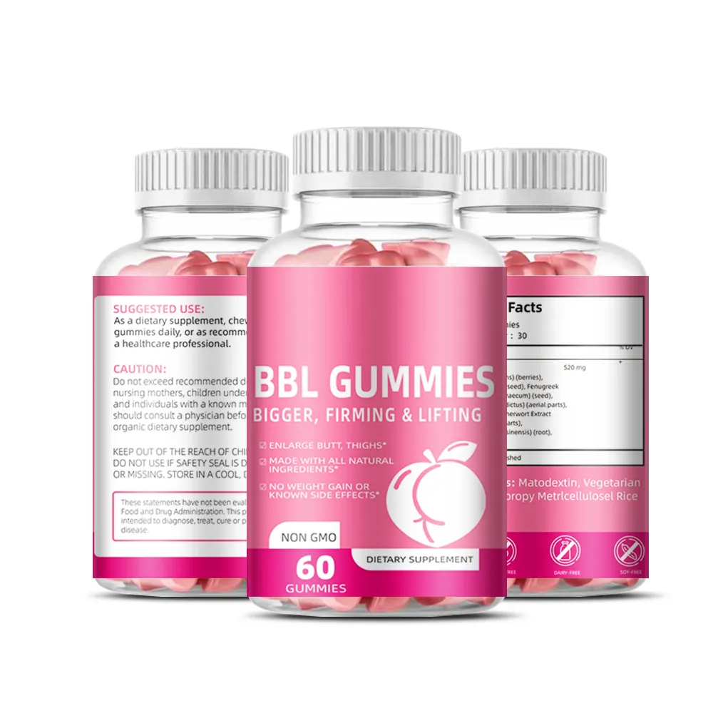 Organic Beauty Butt Hip Booster Gummy BBL Butt Enhancement Gummies Firms Private Label Hip Enlargement Butt Lifter BBL Gummies