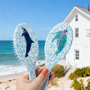 Personalisierter Blauer Meeresschildkröten-Kamm Acetat-Haarbürste Erstaunliche Haarbürste für den Alltag Cellulose-Acetat-Bambus-Haarbürste - Product Image 2