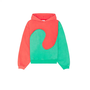 Latest Style Oversized Color <strong>Block</strong> Hoodie No <strong>String</strong> 600 Gsm French Terry Cropped <strong>Double</strong> Layer Hoodie - Product Image 5