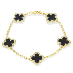 Vermeil Vàng Trang Sức 18K Vàng Mạ 925 Sterling Silver Bạc Trắng Đen Đỏ Mẹ Ngọc Trai Bốn Lá Clover Vòng Đeo Tay Cho Phụ Nữ - Product Image 2