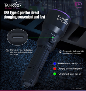 Tank007 Uvc31 NDT Có Thể Sạc Lại Blacklight 365nm UV Đèn Pin Cường Độ Cao Công Nghiệp Kiểm Tra Torch Ánh Sáng Không Thấm Nước - Product Image 5