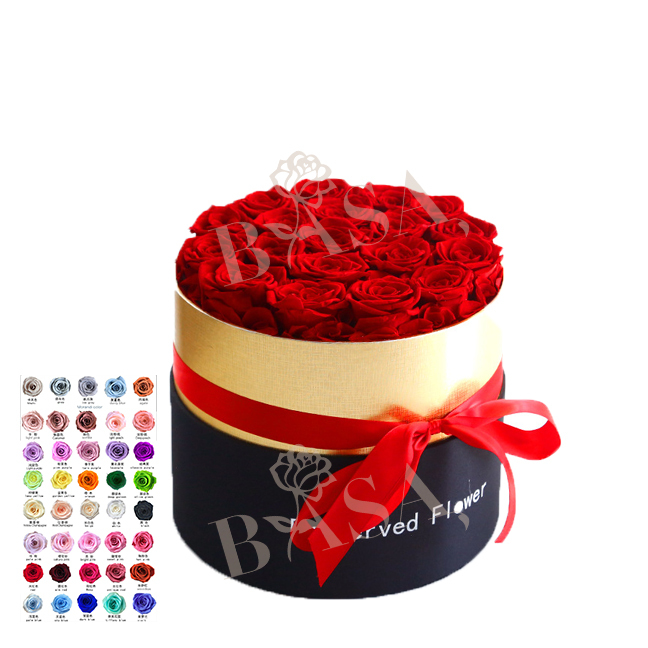 19 roses in gold box