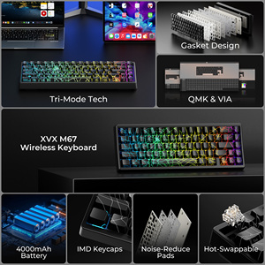 XVX M67 Jadestone Bàn Phím Cơ Khí Màu Đen Spider Web Phiên Bản 65% Không Dây QMK/Thông Qua Chơi Game Tri-Chế Độ Hot Swappable Xách Tay RGB - Product Image 2