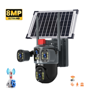 Smart AI 3 Pantalla Video Lente dual 6MP 4G Lte Cámara DE SEGURIDAD Remolque Wifi Cámara Batería solar Dispositivo PTZ PI