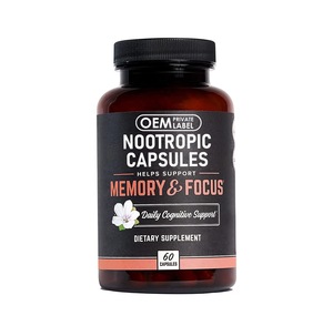 Cápsulas nootrópicas Suplemento cerebral Alpha GPC, L Theanine & Bacopa Monnieri Concentración de enfoque Mejora la memoria Nootropics Cerebro