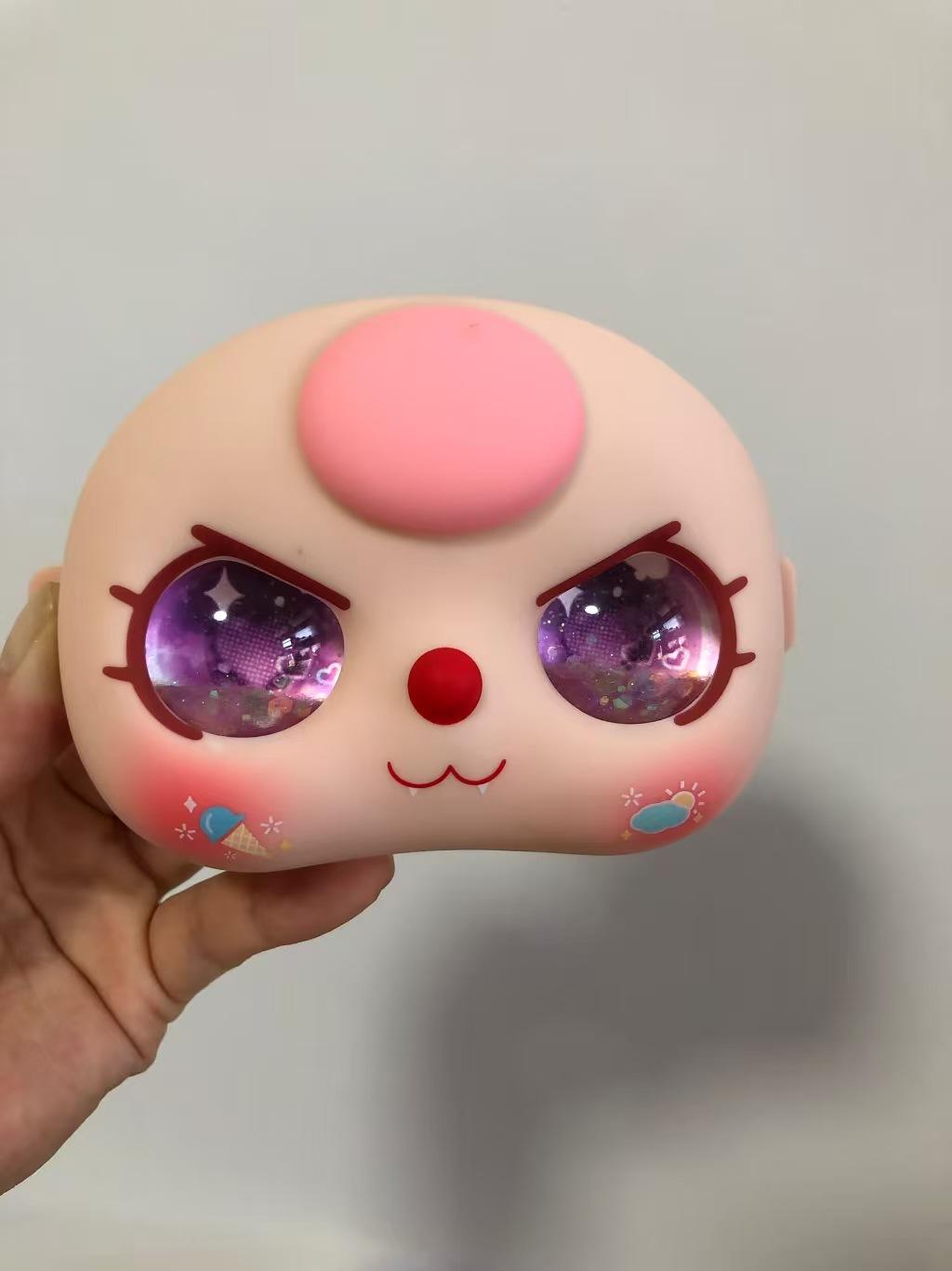 Coeur rose violet-100 corps-yeux avec coquilles de visage aléatoires