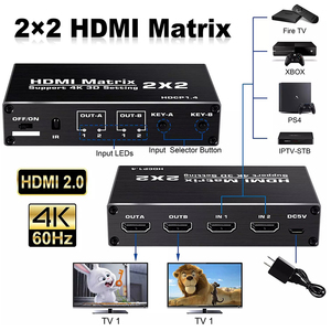 2x2 para HDMI Matrix 4K 60Hz 3D Switch 2-In-2-Out 4K para HDMI 2,0 Spliter para PS4 Pro TV 60Hz 4K para HDMI Matrix Switch Splitter - Product Image 4