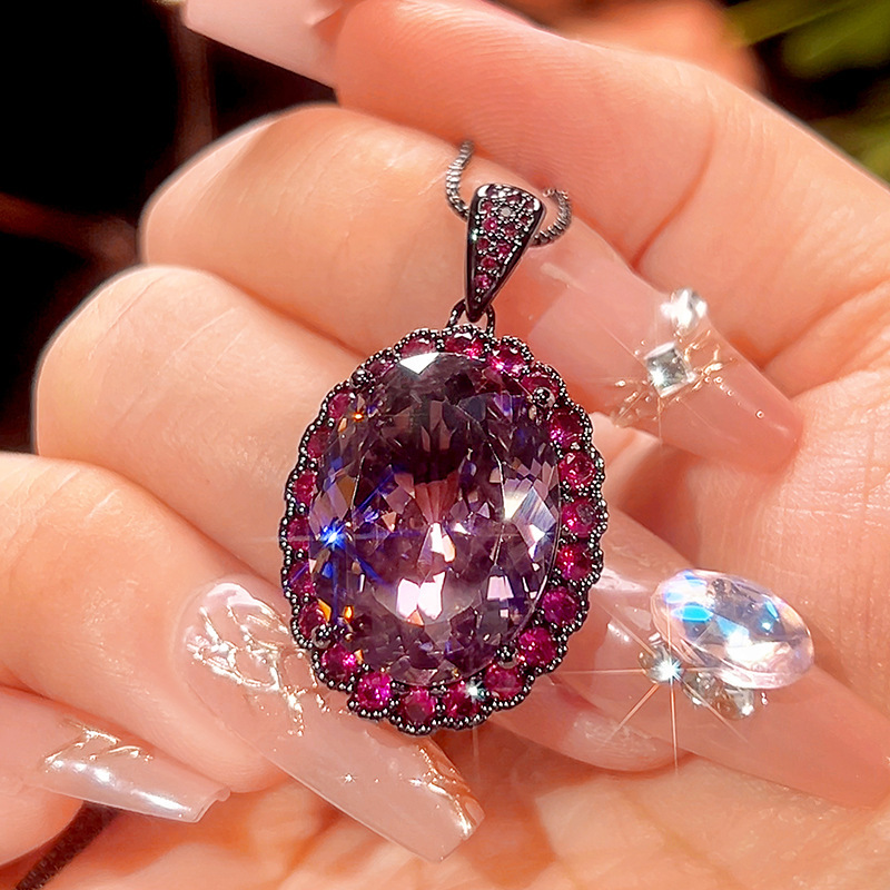 Black gold dried rose pendant with chain