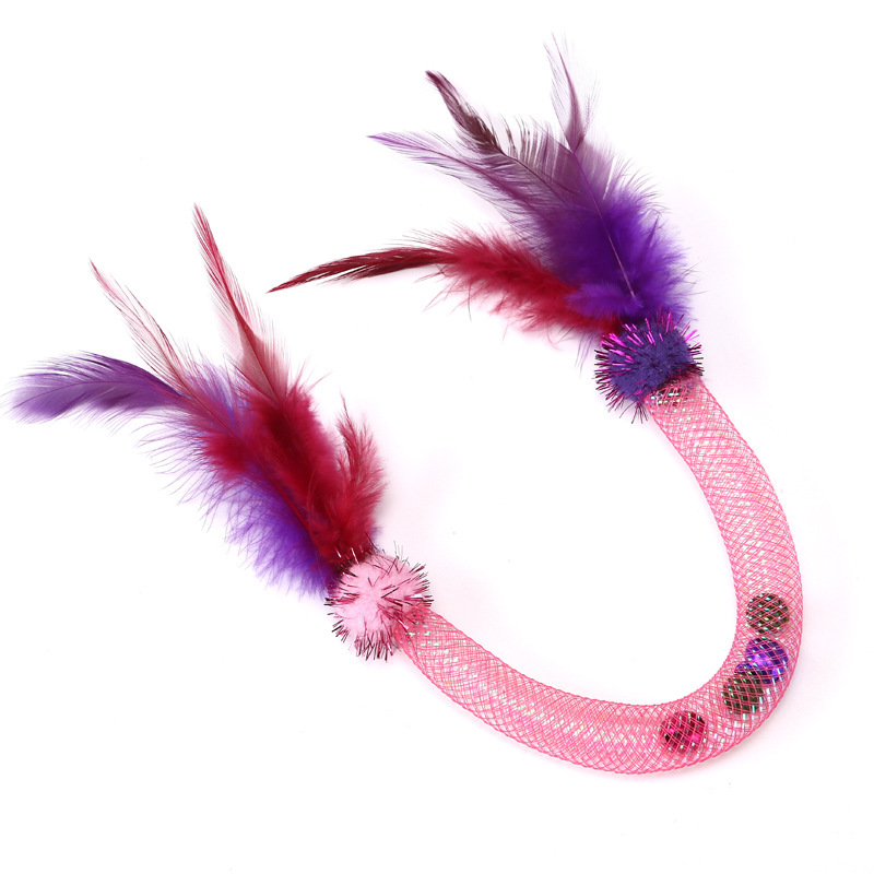 Rosa - Juguete de plumas con tubo de malla