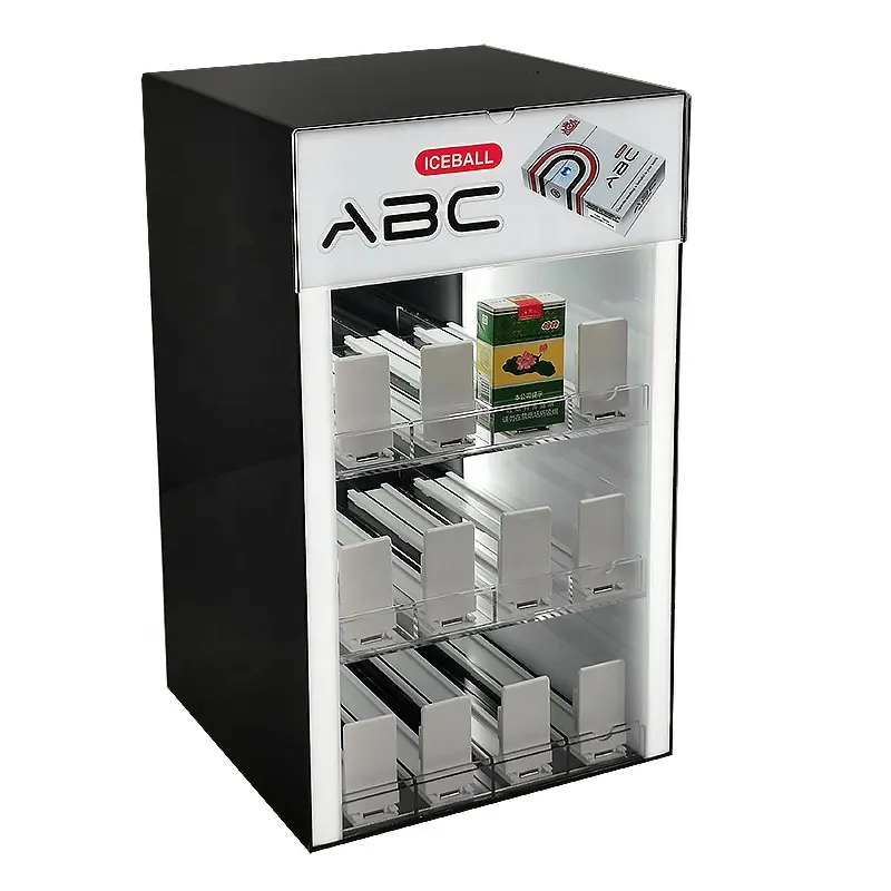 2022 New designs Lighted Acrylic smoke store display acrylic cigarette display case leds display stand with pusher