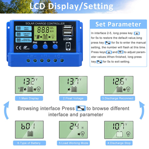 Pwm 10A 20A 30A контроллер солнечного заряда 12V 24V контроллер PV панели солнечных батарей 50VDC для литий-свинцово-кислотной батареи Lifepo4 - Product Image 3
