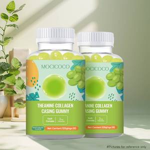 อะคอร์นหญ้าฝรั่นสกัดคอลลาเจนกูมมี่รสองุ่นขาว L-theanine อาหารเสริมฟัดจ์สำหรับผ่อนคลายบรรเทาความเครียดและนอนหลับ