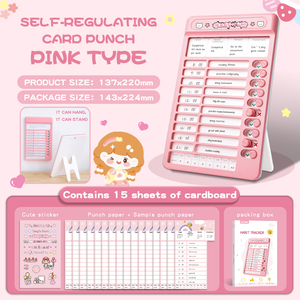 Lịch trình tự làm màu hồng dán thẻ đồ chơi câu đố với tay đấm tự kỷ luật và thay thế lá lỏng lẻo - Product Image 2