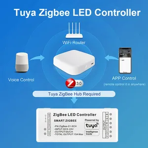 Zigbee Tuya светодиодный контроллер RGB RGBW CCT светодиодный контроллер с поддержкой Alexa Google, голосовое управление, светодиодный диммер - Product Image 2