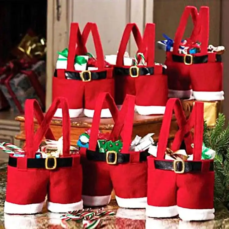 Pantalones de Papá Noel, bolsa de dulces, decoraciones de Navidad para el hogar, bolso de Navidad, regalo de boda para niños, 2020