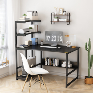 YQ FOREVER-mueble de oficina para el hogar, escritorio de madera para estudio, escritura, escritorio de ordenador negro con estante para libros - Product Image 2