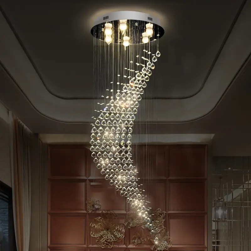 Maison Hôtel Entrée Salon Grand Éclairage Suspendu Moderne Pendentif Lumières De Luxe Led Cristal Grands Lustres Pour Hauts Plafonds
