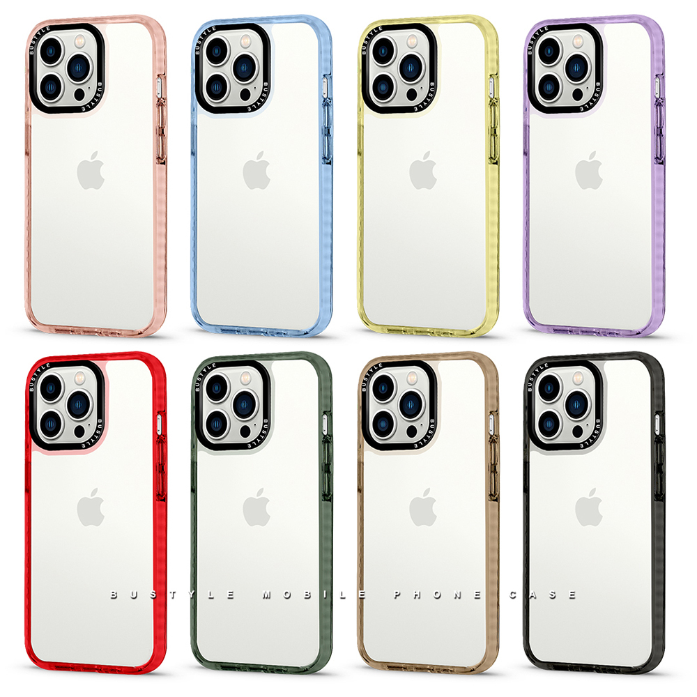 Funda TPE con borde de 5 colores y parte trasera transparente.
