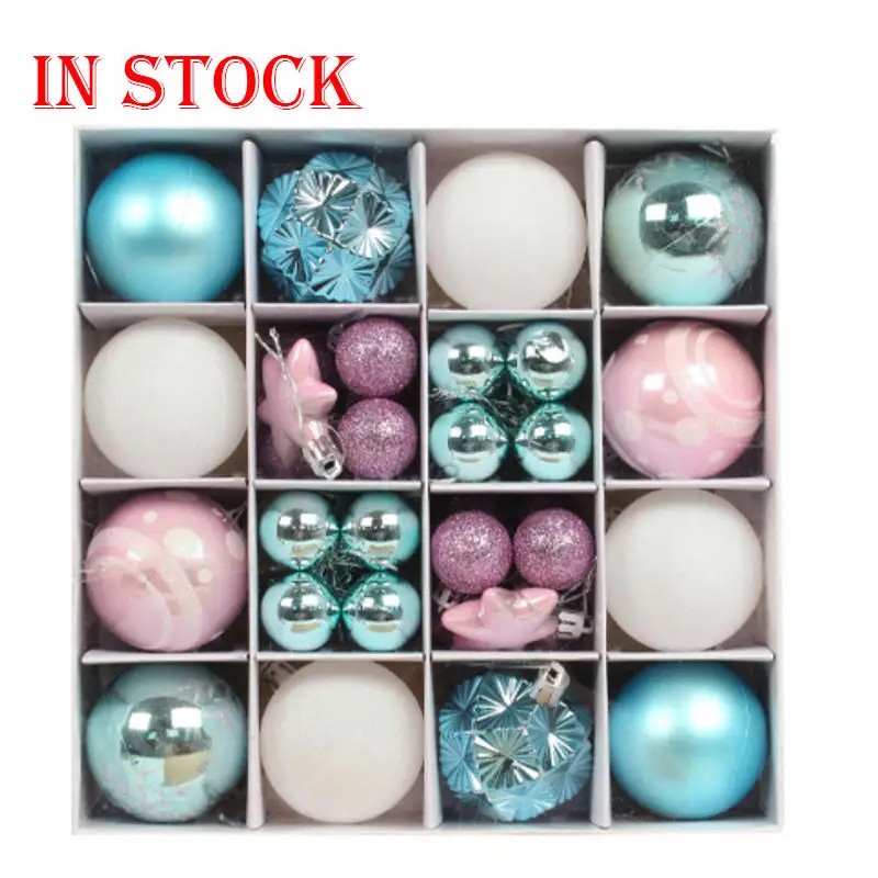 2023 New Design Exquisite Christmas Balls Shatterproof Plastic Christmas Baubles Xmas Tree Decorations With Tree Topper
