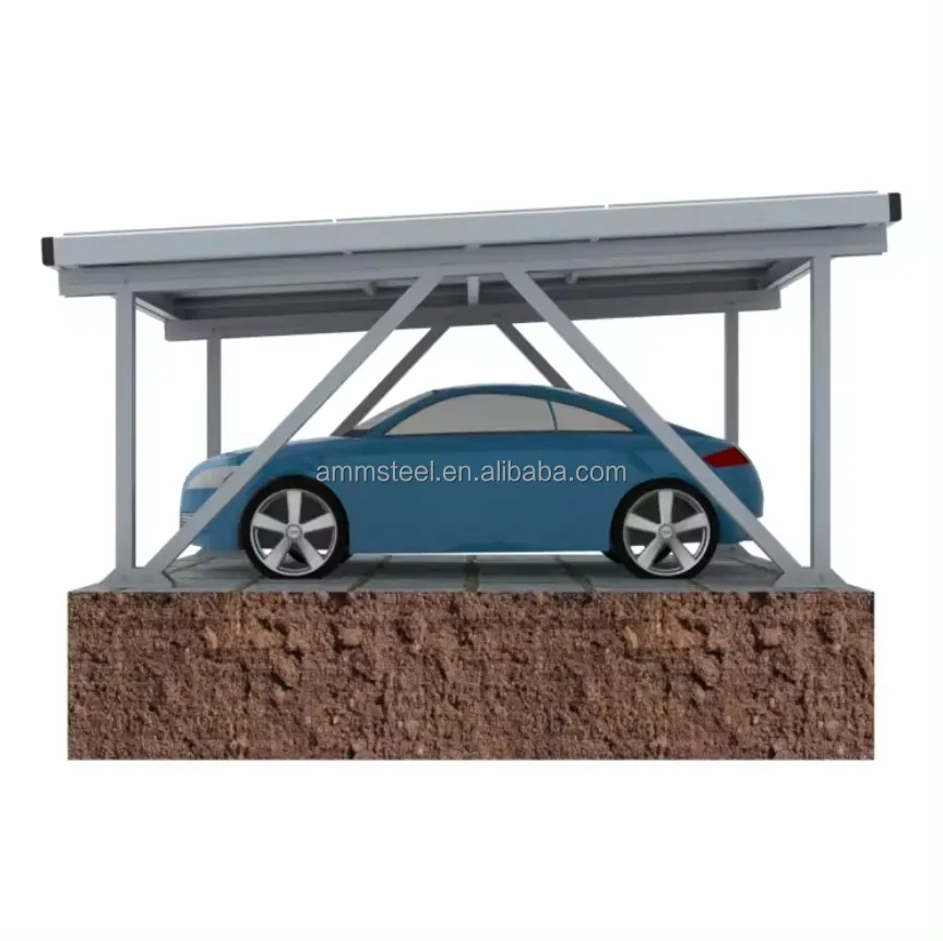 Desain disesuaikan aluminium komersial mobil parkir penduduk carport tahan air umum carport AL6005 pv solar carport mounting