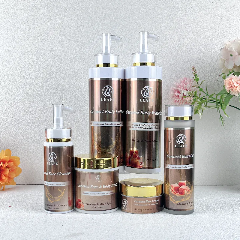 Hautpflege leuchtet für schwarze Frauen Bio-Hautpflege produkt Private Label Hydrat ing Natural Cocoa Caramel Skin Care Set (Neu)