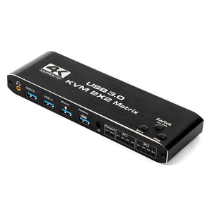 HDMlKVMスイッチ2コンピューター2モニター4K @ 60Hz USB3.0ハブ (IRリモート付き) - Product Image 3