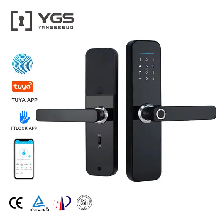 YGS Electronics Fingerprint Digital Password senza chiave appartamento casa camera serratura Tuya Ttlock APP Smart in legno serratura