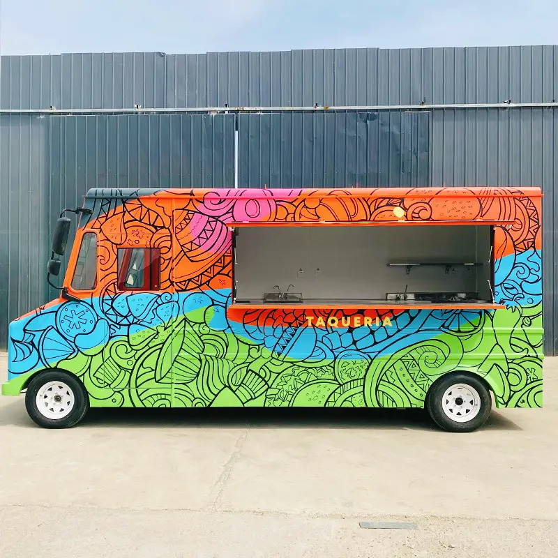 Vans de comida rápida, camión con equipos de cocina completos