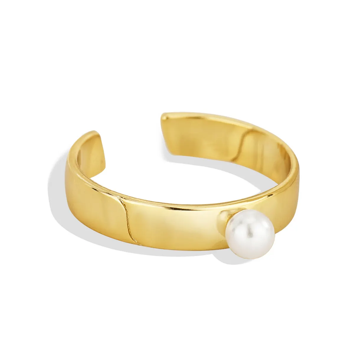 QX hecho a mano personalizado Oem joyería fina Vintage aleación 18K chapado en oro compromiso perla mujeres boda ajustable anillos abiertos de lujo
