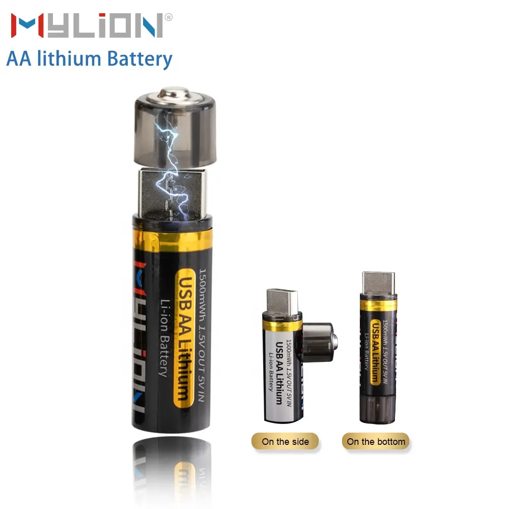 Mylion 1500mwh ชาร์จแบตเตอรี่แพ็คของ4แบตเตอรี่ลิเธียมสำหรับไฟฉายขนาดเล็กแบบชาร์จไฟ Aa Usb Aa/Aaa 1.5โวลต์แบตเตอรี่