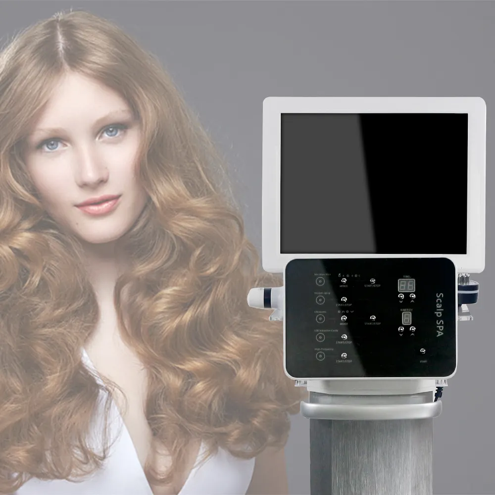 Peluquería spa analizador de cabello análisis Cuidado del cuero cabelludo y máquina de tratamiento de crecimiento del cabello LLLT
