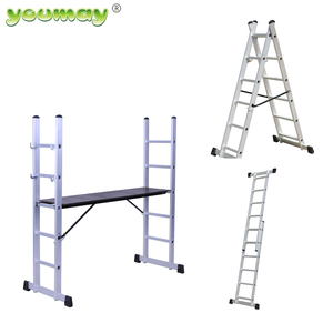 Escalera de aluminio multifunción EN131 Escalera de plataforma de 7 escalones Escalera de andamio - Product Image 1