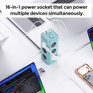 EU Portable Smart Plug Power Strip 2m Cord Tower <strong>Socket</strong> with 17W <strong>2</strong> USB-A <strong>2</strong> USB-C 4/8/12 Outlets <strong>3</strong> USB-A Charging <strong>Function</strong> 16A - Product Image 6