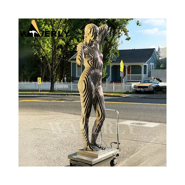 تمثال امرأة مجردة معدني كبير مزخرف للحديقة في الهواء الطلق تمثال حديث مشهور يختفي مجردة تمثال من الفولاذ المقاوم للصدأ