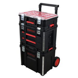 Vertak 3 in 1プラスチックスタック可能ローリングアップライトトロリーツールボックス車修理用家庭用ツールボックス車輪付きツールボックス