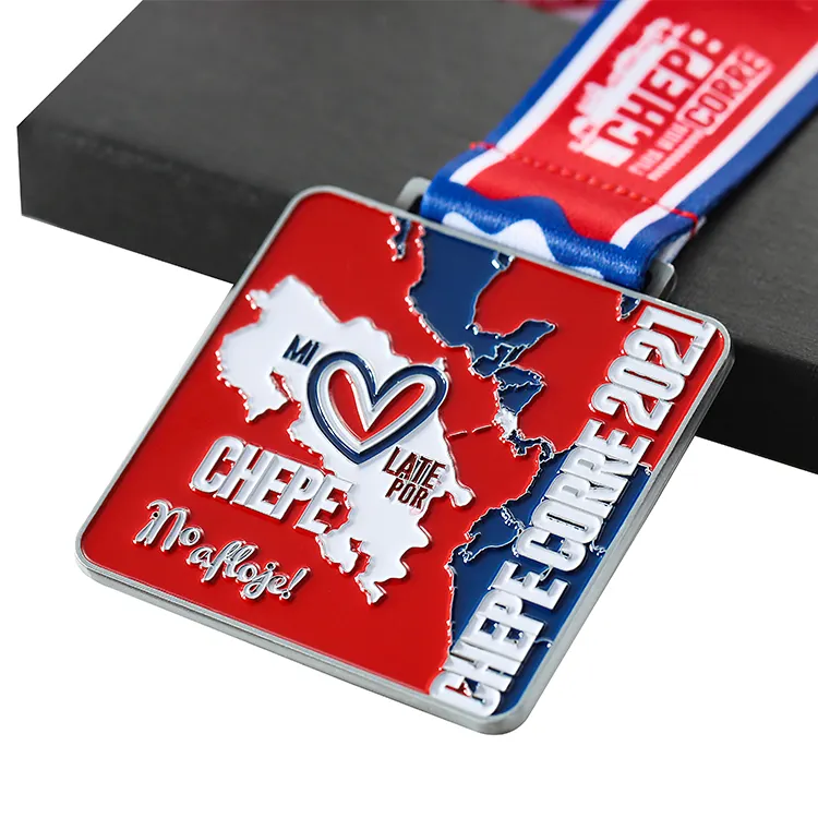 Medalla deportiva con diseño propio de metal personalizado, logotipo esmaltado, fútbol, boxeo, fútbol, lucha libre, medallas deportivas con caja
