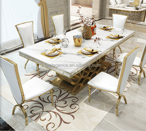 大理石8座方形石桌套装茶几豪华餐厅套装客厅小桌 - Product Image 2